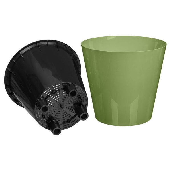 Горшок для цветов "Rosemary" 330 мм, 16 л, с дренажной вставкой, на колесиках (зеленый) 221600418/01