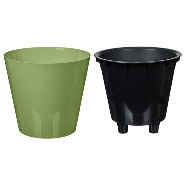 Горшок для цветов "Rosemary" 330 мм, 16 л, с дренажной вставкой, на колесиках (зеленый) 221600418/01
