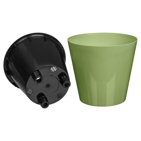 Горшок для цветов "Rosemary" 200 мм, 4 л, с дренажной вставкой (зеленый) 221600118/01