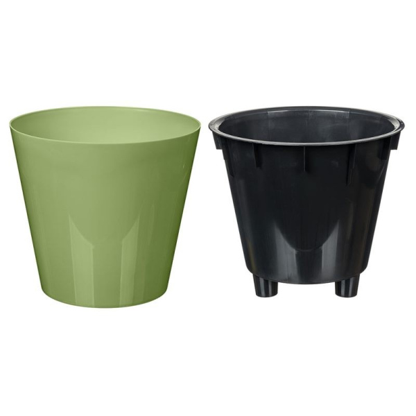 Горшок для цветов "Rosemary" 200 мм, 4 л, с дренажной вставкой (зеленый) 221600118/01