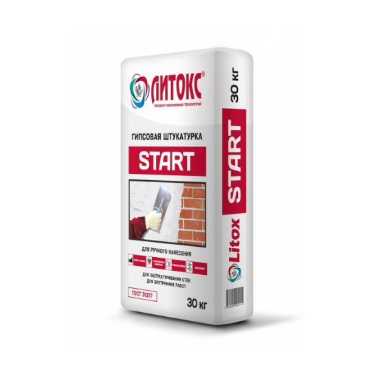 Штукатурка гипсовая Литокс "START", 30 кг, белая, Россия