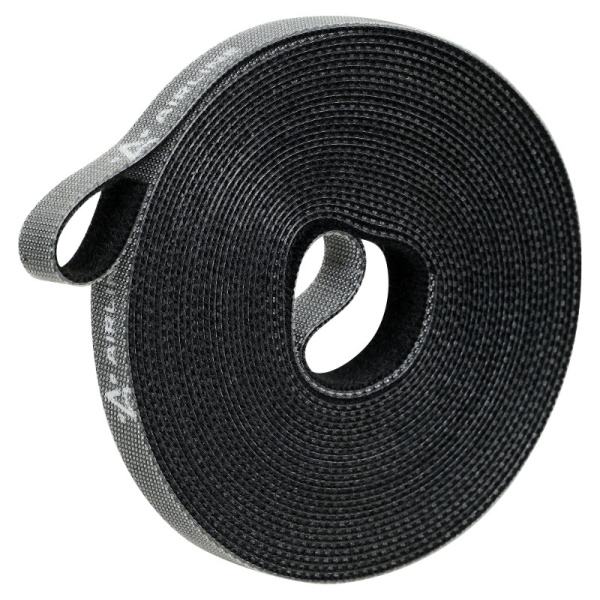 Лента-липучка (10 мм. х 5 м.) для стяжки (жгутирования) кабелей, черная ("ADTV001") ("AIRLINE")