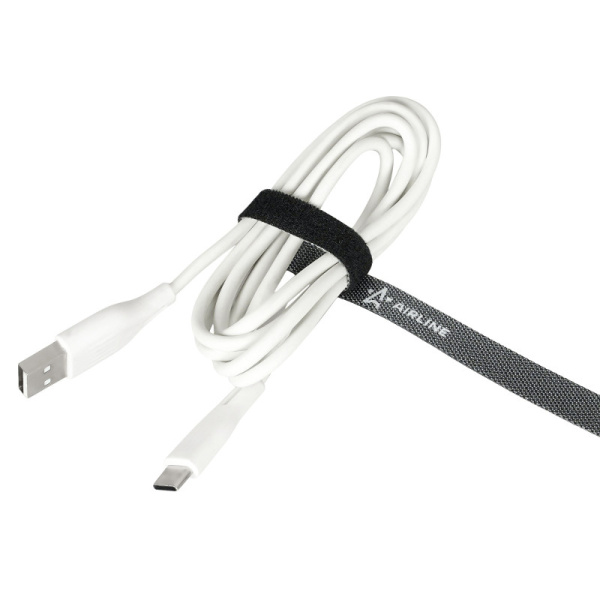 Лента-липучка (10 мм. х 5 м.) для стяжки (жгутирования) кабелей, черная ("ADTV001") ("AIRLINE")