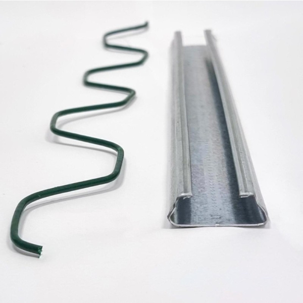 Пружина стальная изогнутая ЗигЗаг для крепления сетки затеняющей, пленки тепличной ( зеленое пластиковое покрытие). L=2м.