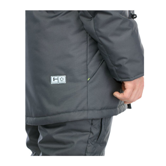 Костюм утепленный мужской "Брукс", р. 56-58 (112-116) рост 3/4 (170-176), (куртка/брюки), темно-серый с черной отделкой, с СОП