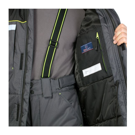 Костюм утепленный мужской "Брукс", р. 56-58 (112-116) рост 3/4 (170-176), (куртка/брюки), темно-серый с черной отделкой, с СОП