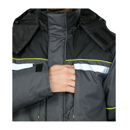 Костюм утепленный мужской "Брукс", р. 56-58 (112-116) рост 3/4 (170-176), (куртка/брюки), темно-серый с черной отделкой, с СОП