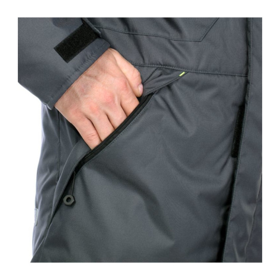 Костюм утепленный мужской "Брукс", р. 56-58 (112-116) рост 3/4 (170-176), (куртка/брюки), темно-серый с черной отделкой, с СОП