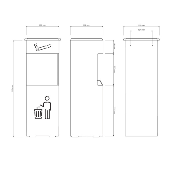 Урна с пепельницей металлическая черная, 2027, САНАКС