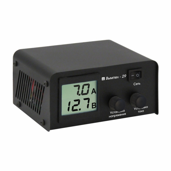 Устройство зарядное (6/12 В., 1-150 А/ч) ручн./автомат, ЖК экран, блок питания ("Вымпел-29") (НПП "ОРИОН") типы АКБ: AGM, EFB, GEL, Li-ion, Li-pol, Ni-Cd, Ni-MH, WET (PbSO4), WET Ag, WET Sb, WET Сa/Ca, WET Сa/Sb (гибридные), Щелочные