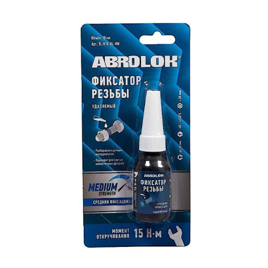 Закрепитель (фиксатор) резьбы ABRO (TL-010-BL-RW) 10мл. синий (Китай) (абро) 