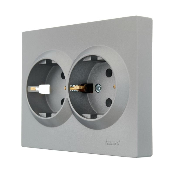 Розетка VESNA 742-3500-127B 2-ая з/к платина с/у LEZARD