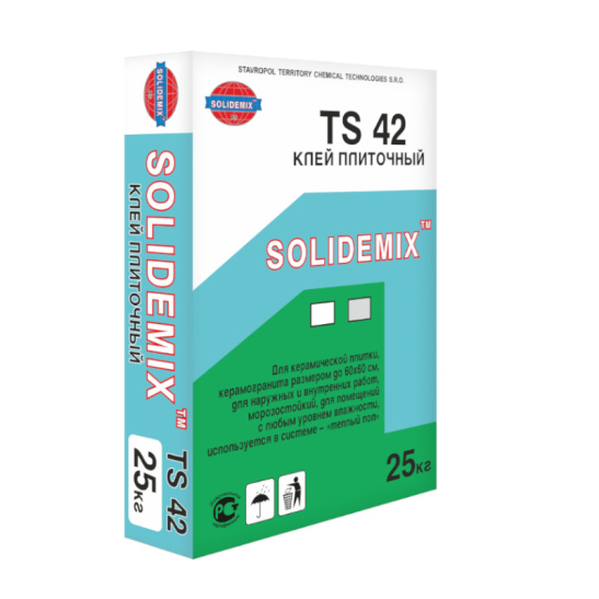 Клей плиточный SOLIDEMIX "TS 42", 25 кг, Россия