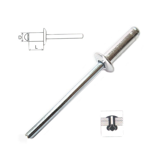 Заклепка комб. (алюмин./сталь) 6,4*16мм  уп.-350 шт.