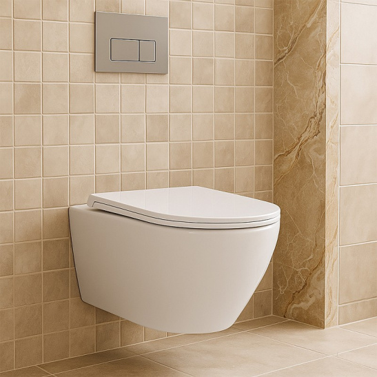 Сет AZARIO NEW-TS 1 инсталляция + Azario UNO подвесной безободковый унитаз с сиденьем микролифт + кнопка AZARIO NEW-TS хром глянец (квадратная) нержавеющая сталь (AZ-TS006T+AZ-2380+AZ-SS-003-CH)