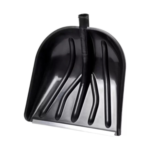 Лопата снеговая пластиковая КУПЕЦ-2 410*460 мм цветная с алюм.планкой с деревянным черенком D32 и V-образной ручкой 