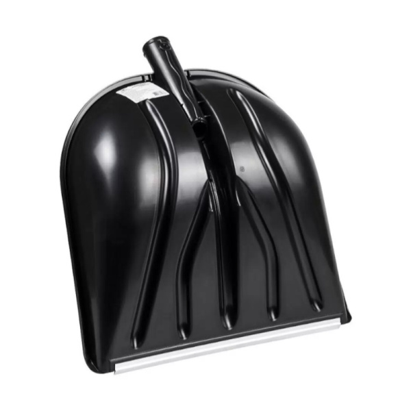 Лопата снеговая пластиковая КУПЕЦ-2 410*460 мм цветная с алюм.планкой с деревянным черенком D32 и V-образной ручкой 