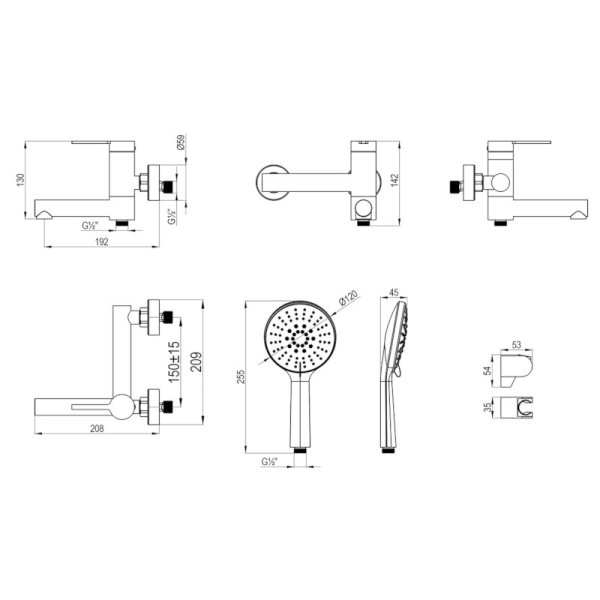 Смеситель для ванны из нержавеющей стали однорычажный с коротким изливом, RSF-1722S-SSN, RODCHENKO, Rossinka