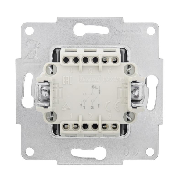 Выключатель VESNA 742-3588-101 2КЛ (без рамки) платина с/у LEZARD 
