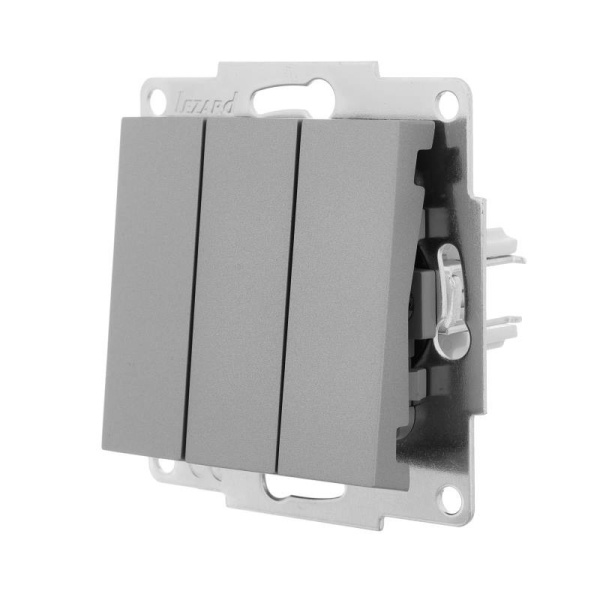 Выключатель VESNA 742-3588-109 3КЛ (без рамки) платина с/у LEZARD 