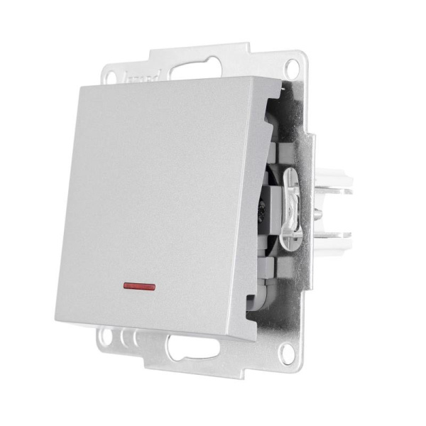 Выключатель VESNA 742-3588-111 1КЛ с подсв. (без рамки) платина с/у LEZARD 