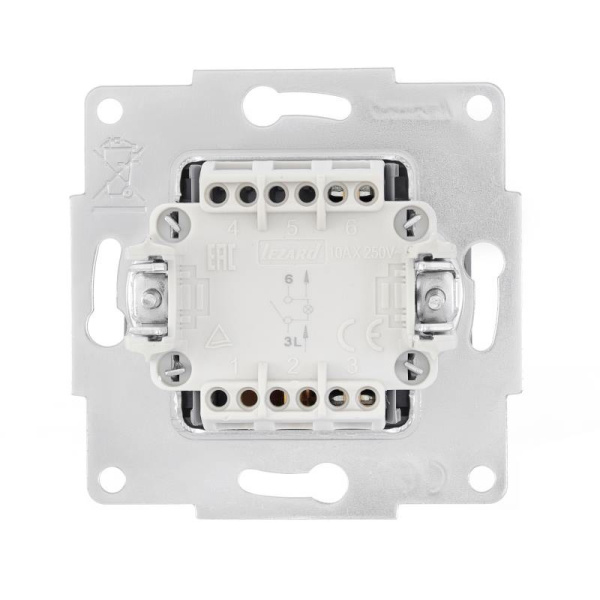 Выключатель VESNA 742-3588-111 1КЛ с подсв. (без рамки) платина с/у LEZARD 