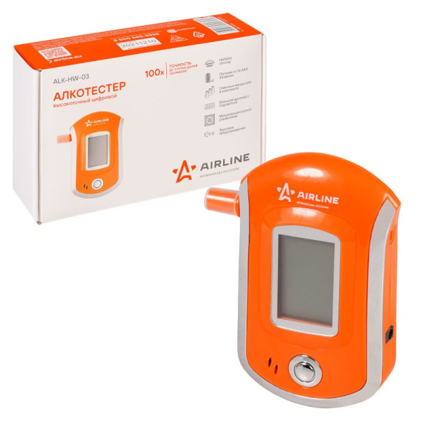 Алкотестер с HotWire сенсором, цифрово, полупроводниковый, сменные мундштуки (ALK-HW-03) ("AIRLINE")