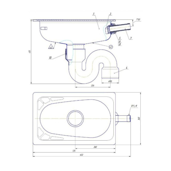 Чаша "ГЕНУЯ" стальная, в комплекте с сифоном и рассекателем, Беларусь