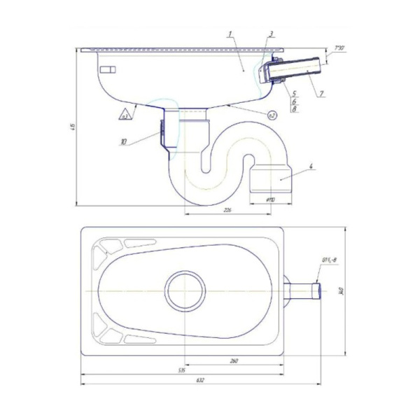 Чаша "ГЕНУЯ" стальная, в комплекте с сифоном и рассекателем, Беларусь