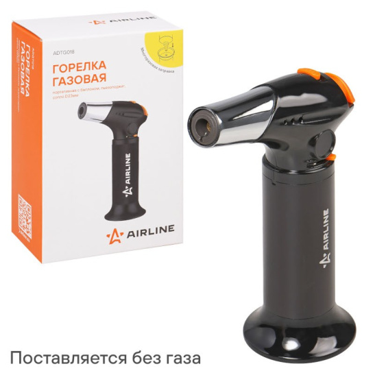 Горелка газовая ("AIRLINE", ADTG018) портативная с фиксированным баллоном, пьезоподжиг, сопло D23мм