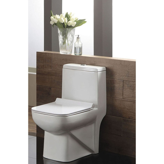 Унитаз-компакт Azario  Зено моноблок, AZ-1169 универсальный выпуск, двухрежимная арматура, нижний  подвод, сиденье