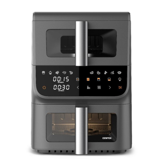 Аэрогриль CENTEK CT-3107, 3,5+6,5 л, 2 чаши, 2800 Вт, сенсорное управление, 10 программ,автовыключение