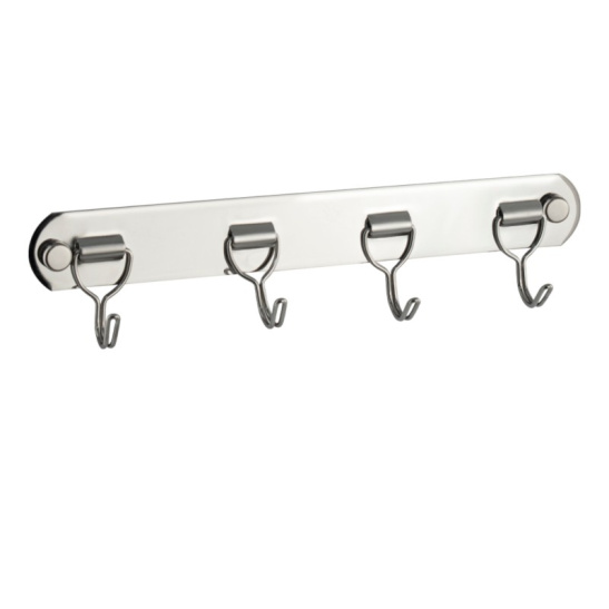 Вешалка с четырьмя откидными крючками прямая, 585-4, BRIMIX, хром, Санакс
