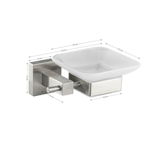 Мыльница стеклянная с креплением к стене, сатин, 87004, GFmark, Санакс