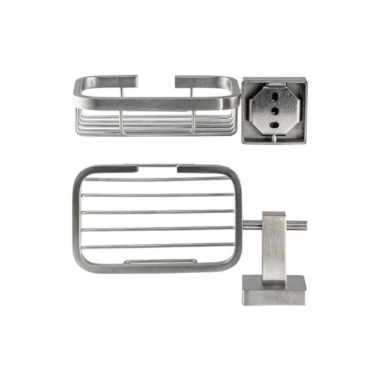 Мыльница металлическая с креплением к стене, сатин, 87007, GFmark, Санакс