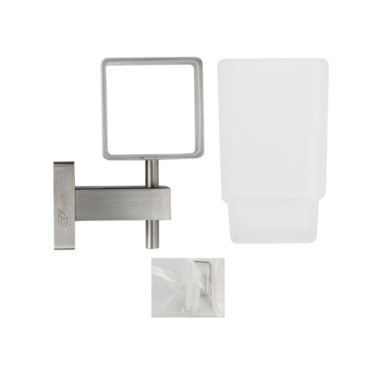 Стакан стеклянный с креплением к стене, сатин, 87005, GFmark, Санакс