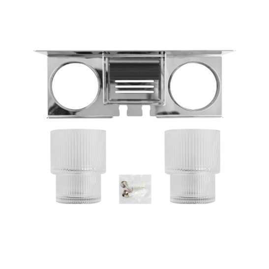 Полка с двумя стеклянными стаканами и подставкой для зубных щеток, хром, 1280-2, BRIMIX, Санакс