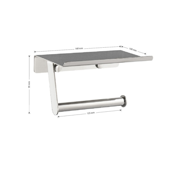 Держатель туалетной бумаги с полочкой, 79923, хром, BRIMIX, Санакс