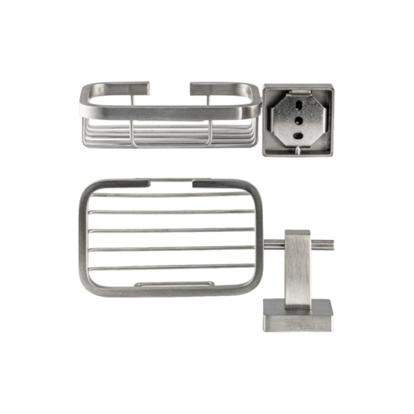 Мыльница металлическая с креплением к стене, сатин, 87007, GFmark, Санакс