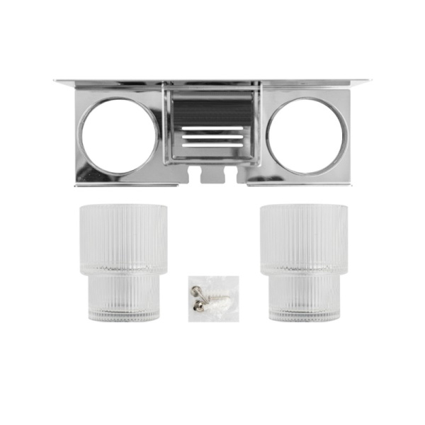 Полка с двумя стеклянными стаканами и подставкой для зубных щеток, хром, 1280-2, BRIMIX, Санакс