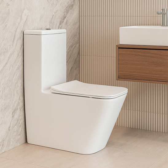 Унитаз-компакт Azario  Аванти безободковый моноблок, AZ-6203, система смыва Tornado, универсальный выпуск, двухрежимная арматура, нижний  подвод, сиденье с микролифтом