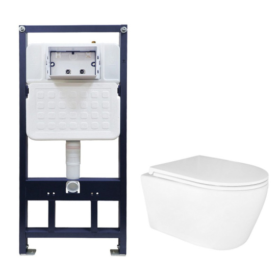 Сет AZARIO NEW-TS 1 инсталляция + Azario UNO подвесной безободковый унитаз с сиденьем микролифт (AZ-TS006T+AZ-2380) без клавиши