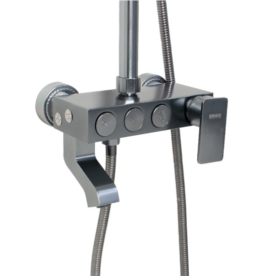 Стойка душевая тропический душ, с двумя лейками, титан, 88705, BRIMIX, Санакс