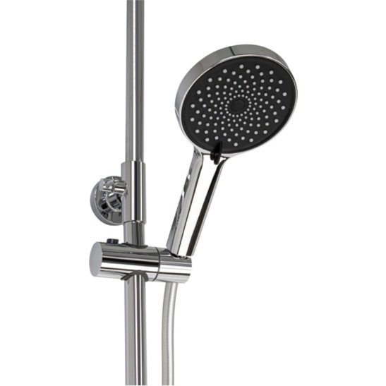 Стойка душевая тропический душ, с двумя лейками, с термостатом, хром, 3107-CR, GFmark, Санакс