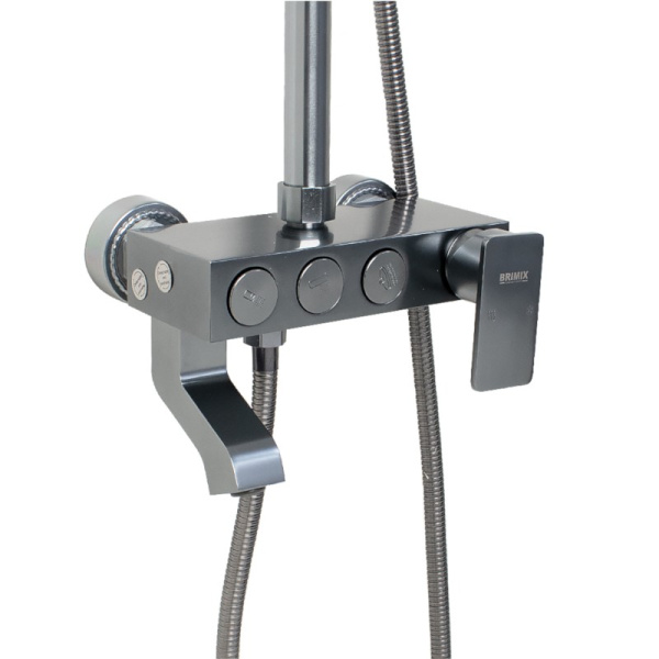 Стойка душевая тропический душ, с двумя лейками, титан, 88705, BRIMIX, Санакс
