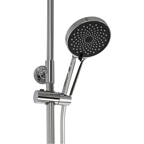 Стойка душевая тропический душ, с двумя лейками, с термостатом, хром, 3107-CR, GFmark, Санакс