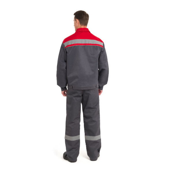 Костюм мужской "Нова", р. 60-62 (120-124) рост 5/6 (182-188), (куртка/брюки), серый/красный, с СОП