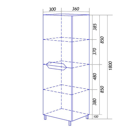 Пенал "Florena 360 левый (арт. CS00087005)" 1800x360x300 мм, пленка ПВХ, светлый бетон 