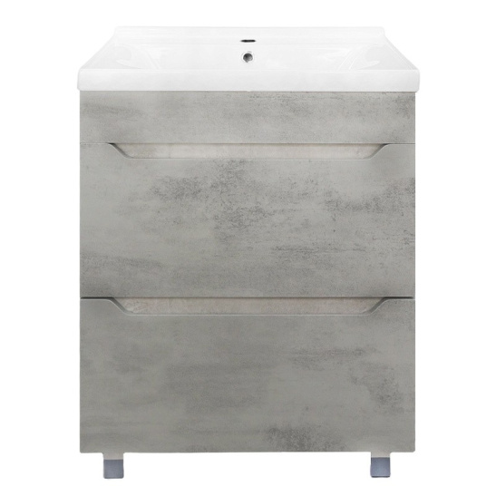 Комплект "Florena 60 напольная (арт. CS00105569)" (тумба+умывальник Monte Neo 60) 810x610x470 мм, пленка ПВХ, светлый бетон 