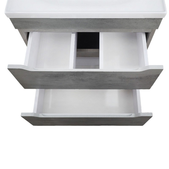 Комплект "Florena 60 напольная (арт. CS00105569)" (тумба+умывальник Monte Neo 60) 810x610x470 мм, пленка ПВХ, светлый бетон 